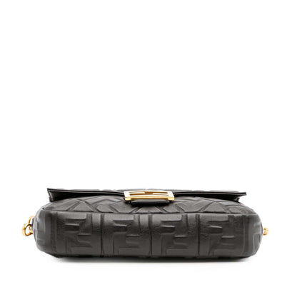 Fendi Zucca Embossed Leather Baguette Satchel