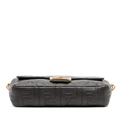 Fendi Zucca Embossed Leather Baguette Satchel