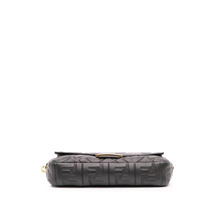 Fendi Zucca Embossed Leather Baguette Satchel