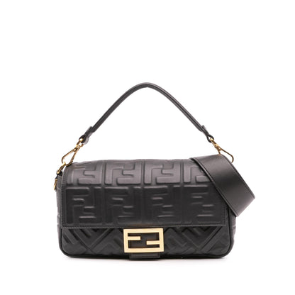 Fendi Zucca Embossed Leather Baguette Satchel