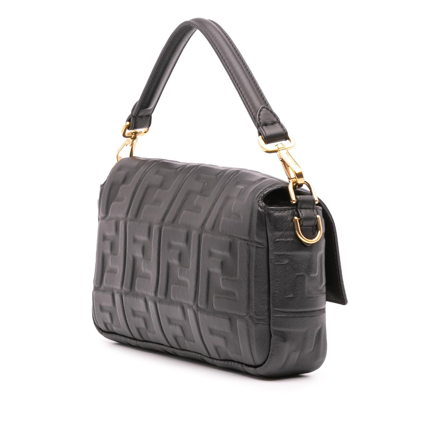 Fendi Zucca Embossed Leather Baguette Satchel