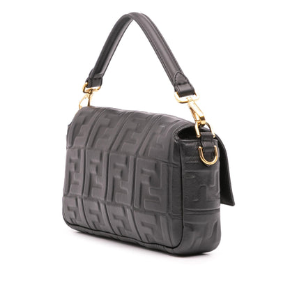 Fendi Zucca Embossed Leather Baguette Satchel