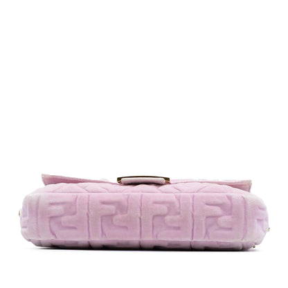 Fendi Zucca Embossed Velvet Baguette Satchel