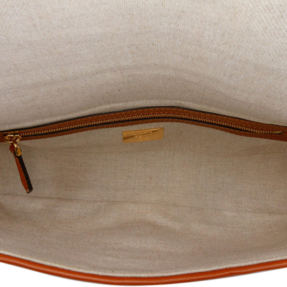 Fendi Zucca Embroidered Canvas Baguette Satchel