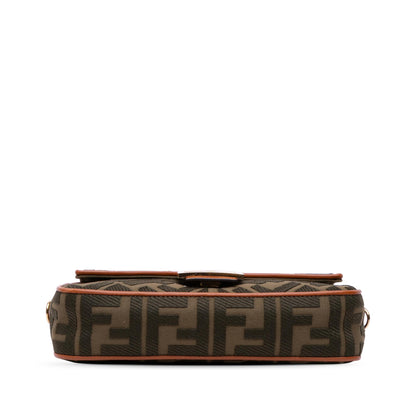 Fendi Zucca Embroidered Canvas Baguette Satchel