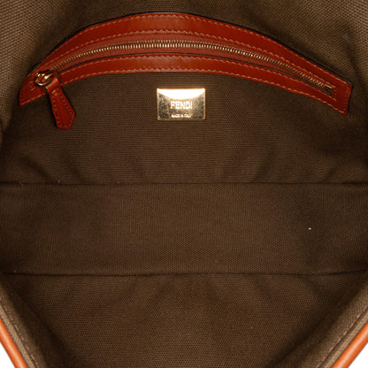 Fendi Zucca Embroidered Canvas Baguette Satchel