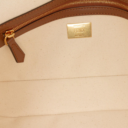 Fendi Zucca Embroidered Canvas Baguette Satchel