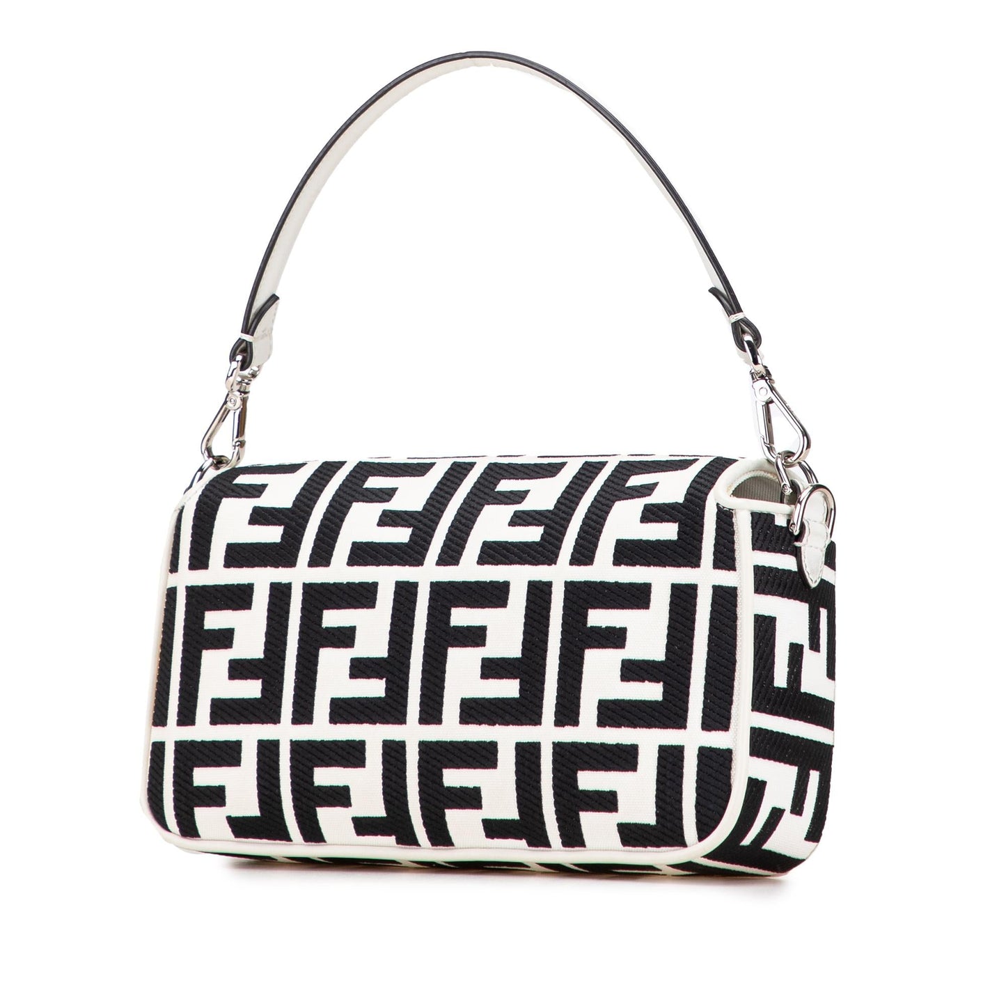 Fendi Zucca Embroidered Canvas Baguette Satchel