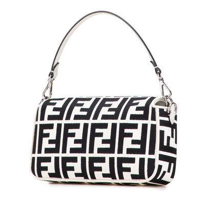 Fendi Zucca Embroidered Canvas Baguette Satchel