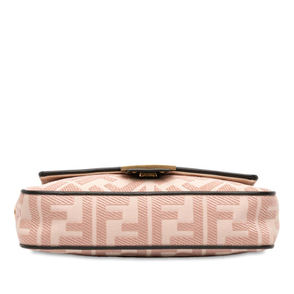 Fendi Zucca Embroidered Canvas Baguette Satchel