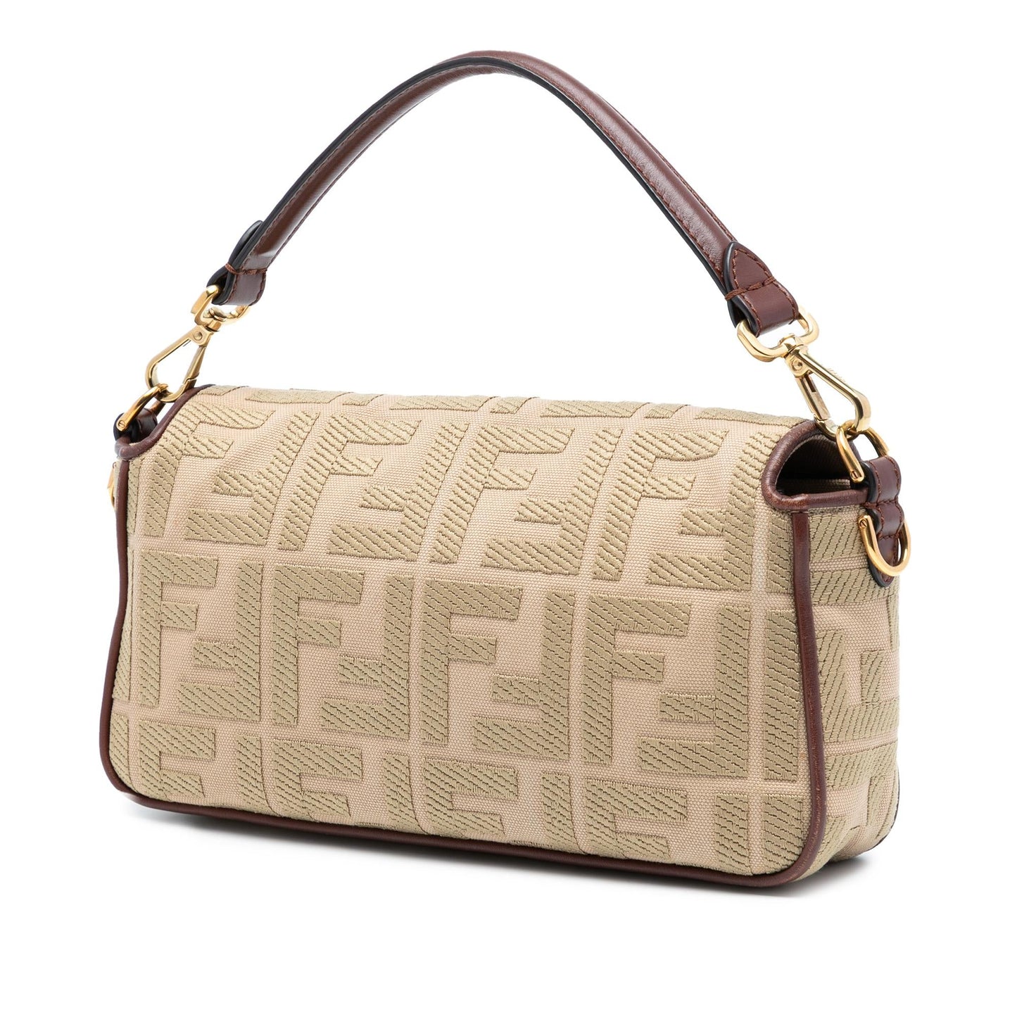 Fendi Zucca Embroidered Canvas Baguette Satchel