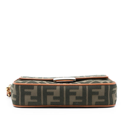 Fendi Zucca Embroidered Canvas Baguette Satchel