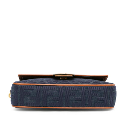 Fendi Zucca Embroidered Denim Baguette Satchel (SHG-U0Rmi7)