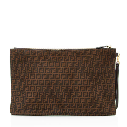Fendi Zucchino Suede Large Flat Pouch