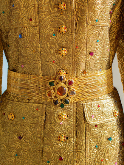 Museum Chanel Vintage F/W 1996 Gold Brocade Mughal Jeweled Gripoix 96A Jacket
