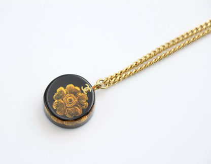 Chanel Vintage 98A Acrylic Dark Brown Camellia Necklace