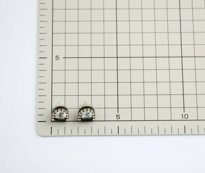 Chanel Vintage 00A Rhinestone Ring Shape Stud Earrings