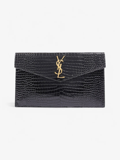 Saint Laurent Uptown Pouch Black Embossed Leather