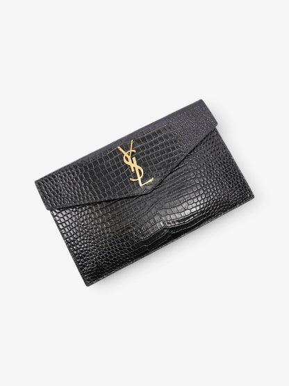 Saint Laurent Uptown Pouch Black Embossed Leather