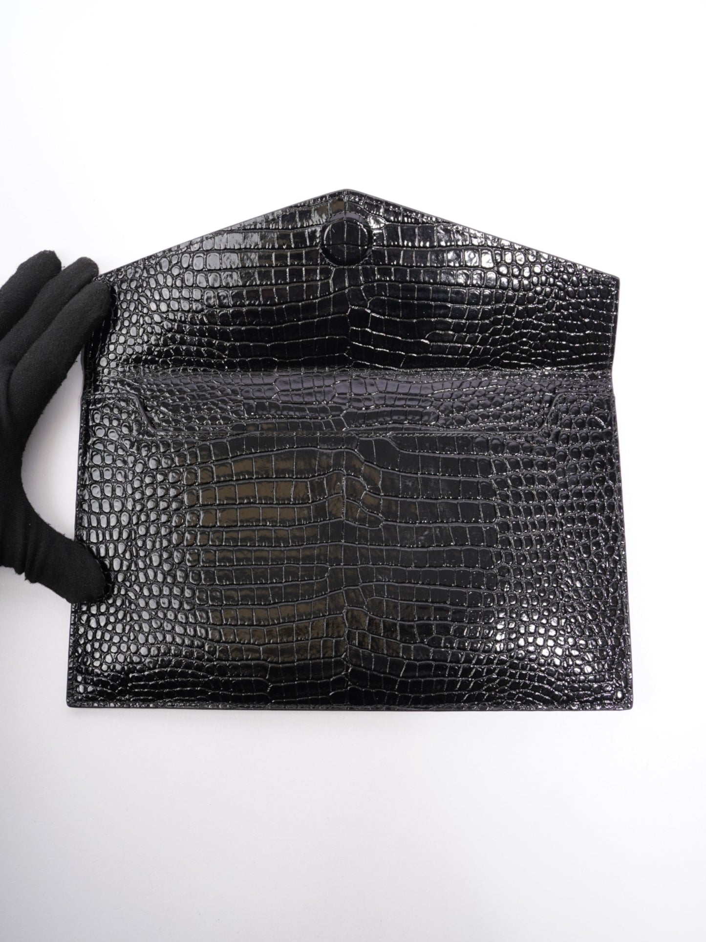 Saint Laurent Uptown Pouch Black Embossed Leather