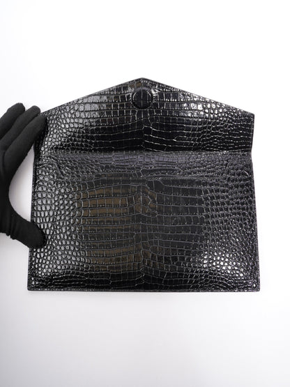Saint Laurent Uptown Pouch Black Embossed Leather