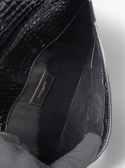 Saint Laurent Uptown Pouch Black Embossed Leather