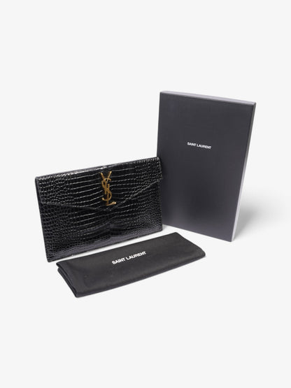 Saint Laurent Uptown Pouch Black Embossed Leather