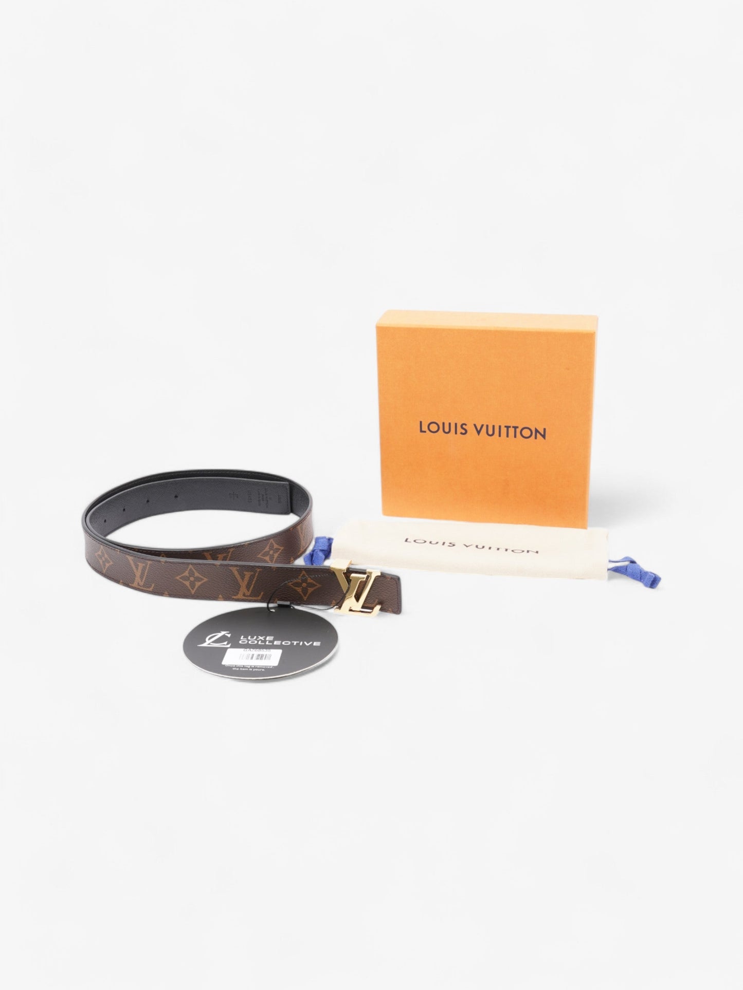 Louis Vuitton LV Initiales Reversible Belt Monogram / Black / Gold Canvas 85cm / 34"