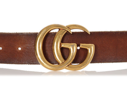 Gucci Brown Calfksin Wide GG Belt