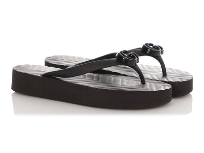 Gucci Black GG Rubber Thong Sandals