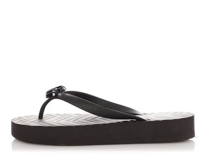 Gucci Black GG Rubber Thong Sandals