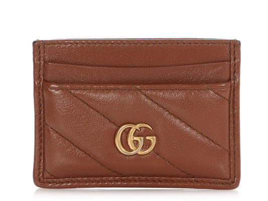 Gucci Brown Matelass� GG Marmont Card Case