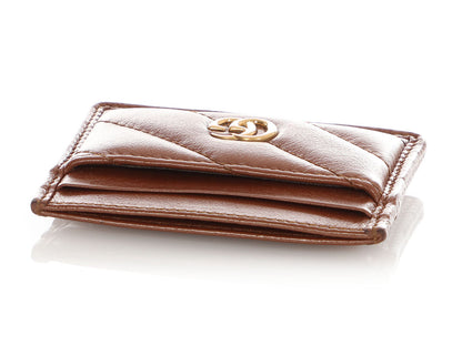 Gucci Brown Matelass� GG Marmont Card Case