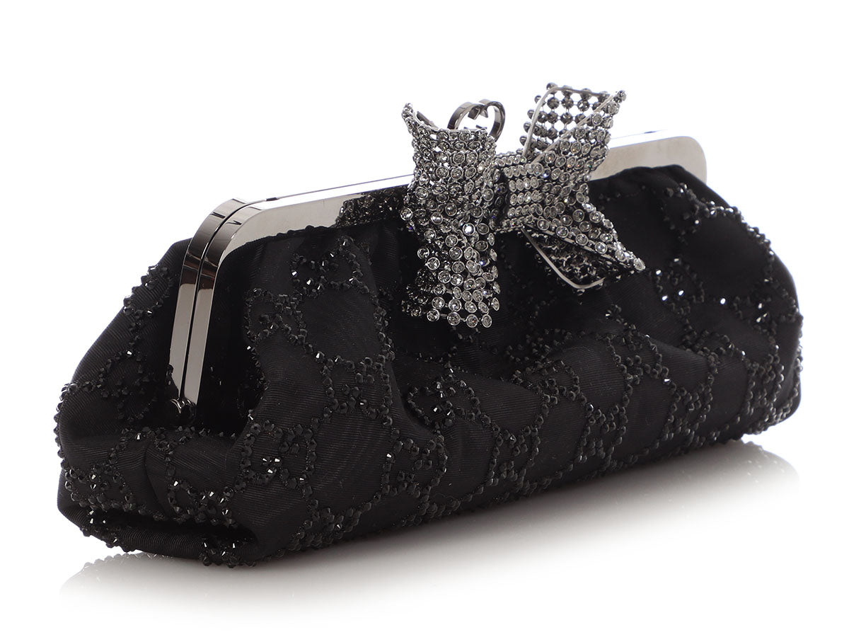 Gucci Black Crystal Broad Clutch