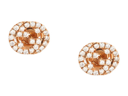 Gucci 18K Rose Gold Diamond Interlocking Stud Earrings