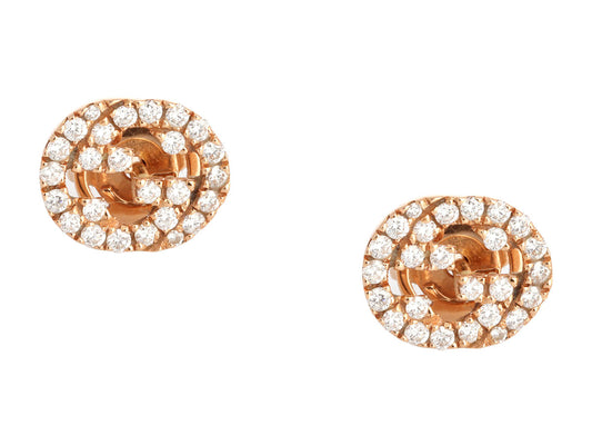 Gucci 18K Rose Gold Diamond Interlocking Stud Earrings