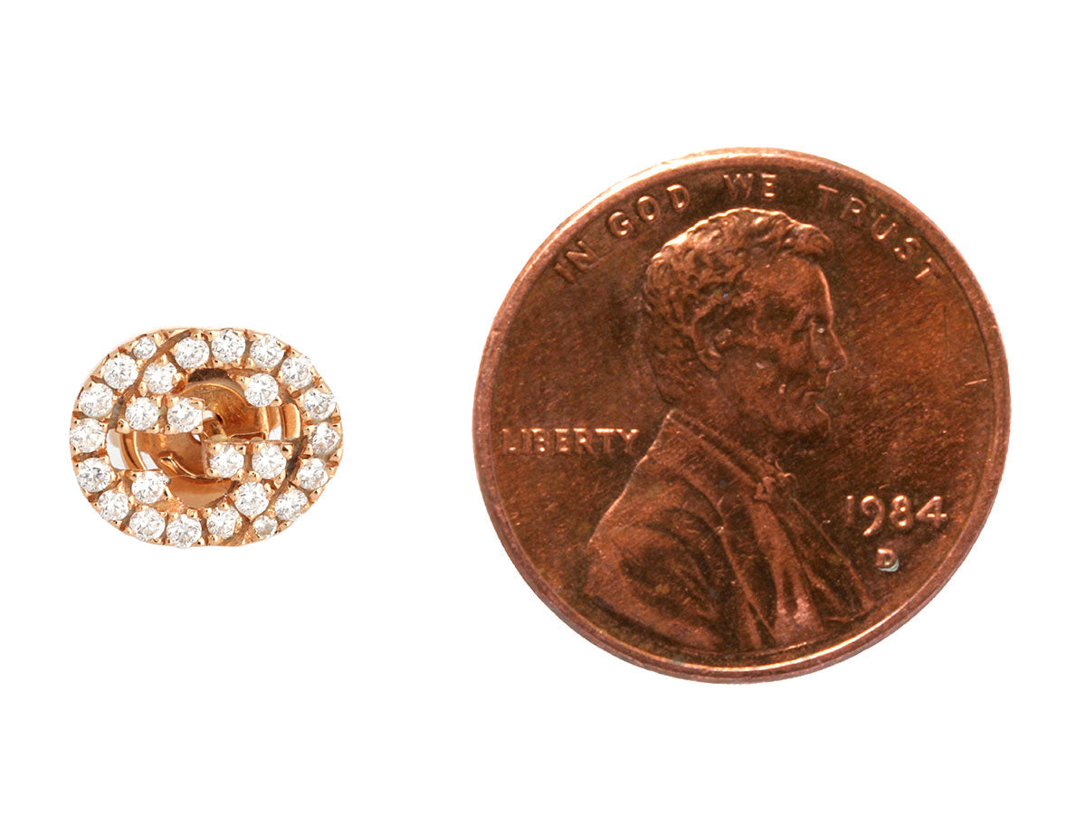 Gucci 18K Rose Gold Diamond Interlocking Stud Earrings