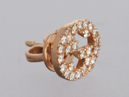 Gucci 18K Rose Gold Diamond Interlocking Stud Earrings