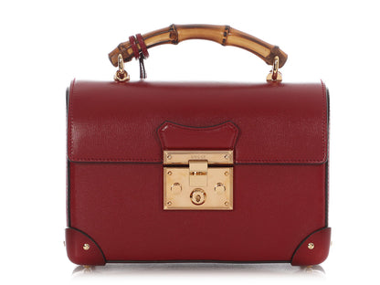 Gucci Small Red Bamboo Padlock Shoulder Bag
