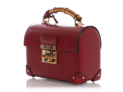 Gucci Small Red Bamboo Padlock Shoulder Bag