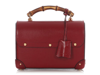 Gucci Small Red Bamboo Padlock Shoulder Bag