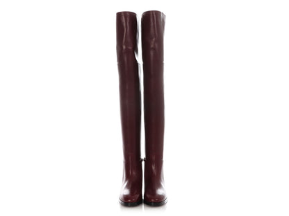 Gucci Burgundy Leather Clive Over-The-Knee Boots