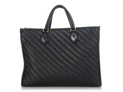 Gucci Black Matelass� Diagonal GG Marmont Tote