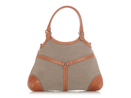 Gucci Beige and Tan Web Canvas Reins Bag