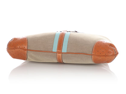 Gucci Beige and Tan Web Canvas Reins Bag