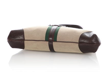 Gucci Beige and Brown Web Canvas Reins Shoulder Bag