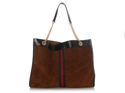 Gucci Large Brown Suede Calfskin Rajah Chain Tote
