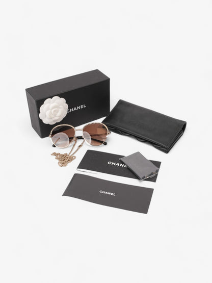 Chanel Pantos Sunglasses Gold / Brown / Black Base Metal 135mm
