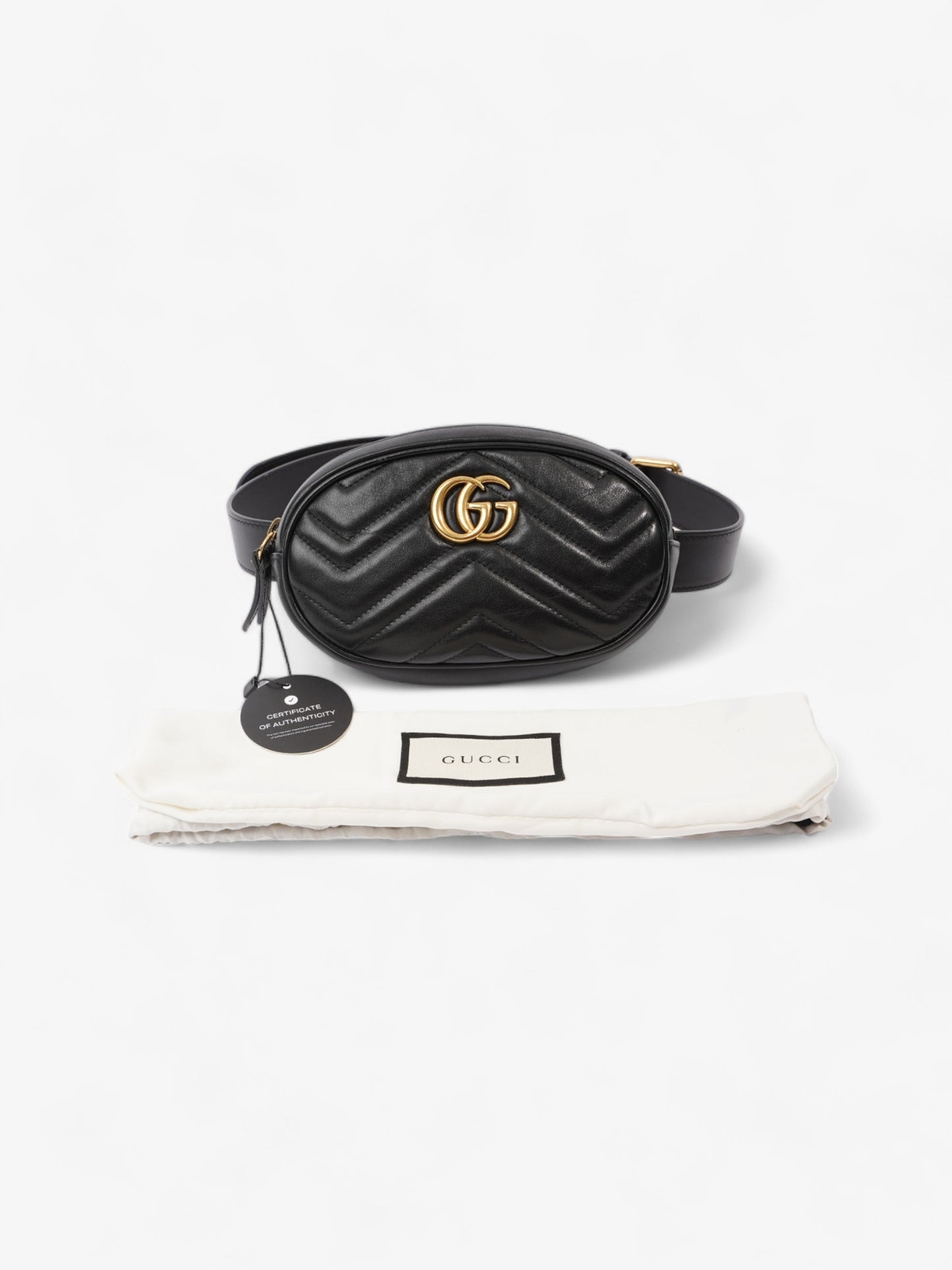 Gucci GG Marmont Belt Bag Black Matelasse Leather 85cm / 34"