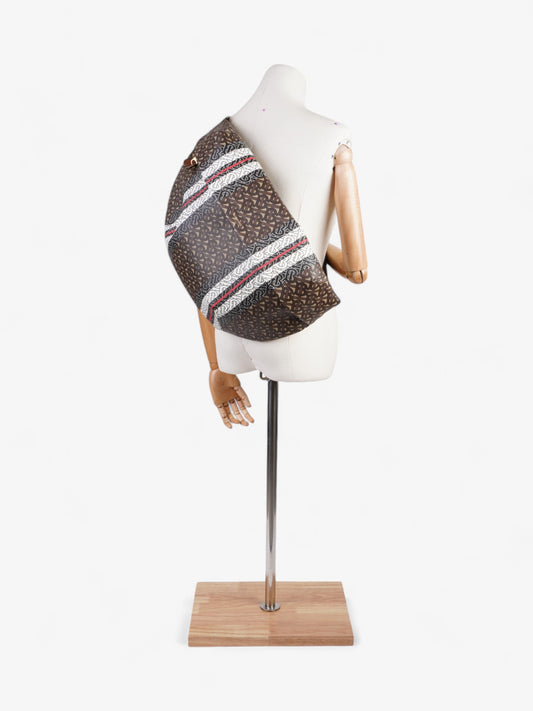 Burberry TB Monogram Belt Bag Brown / White Coated Canvas XL